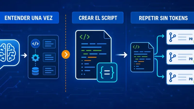 Flujo donde un agente entiende una tarea una vez, genera un script parametrizado y sale de las ejecuciones repetitivas