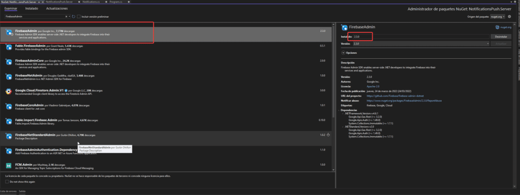 Nuget FirebaseAdmin