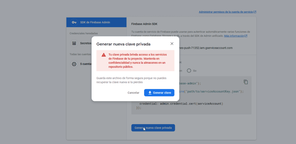 Generar nueva clave privada 