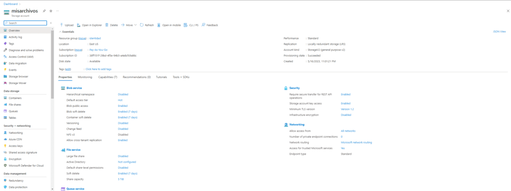 Mis Archivos en Blob Storage